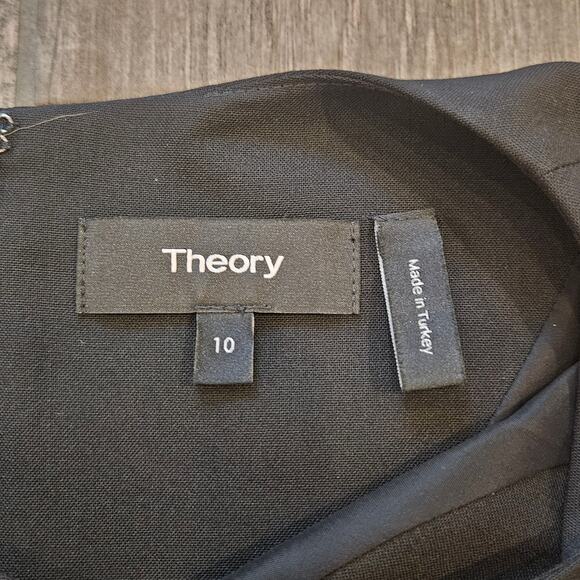 Theory Easy Mini Shift Dress Women’s Size 10 Black Wool Blend Sleeveless Career - Picture 10 of 11